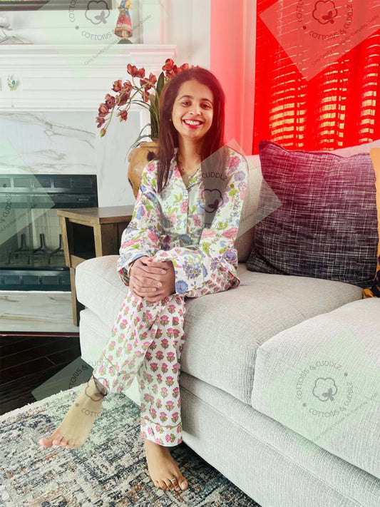 White And Pink Women Lounge Wear