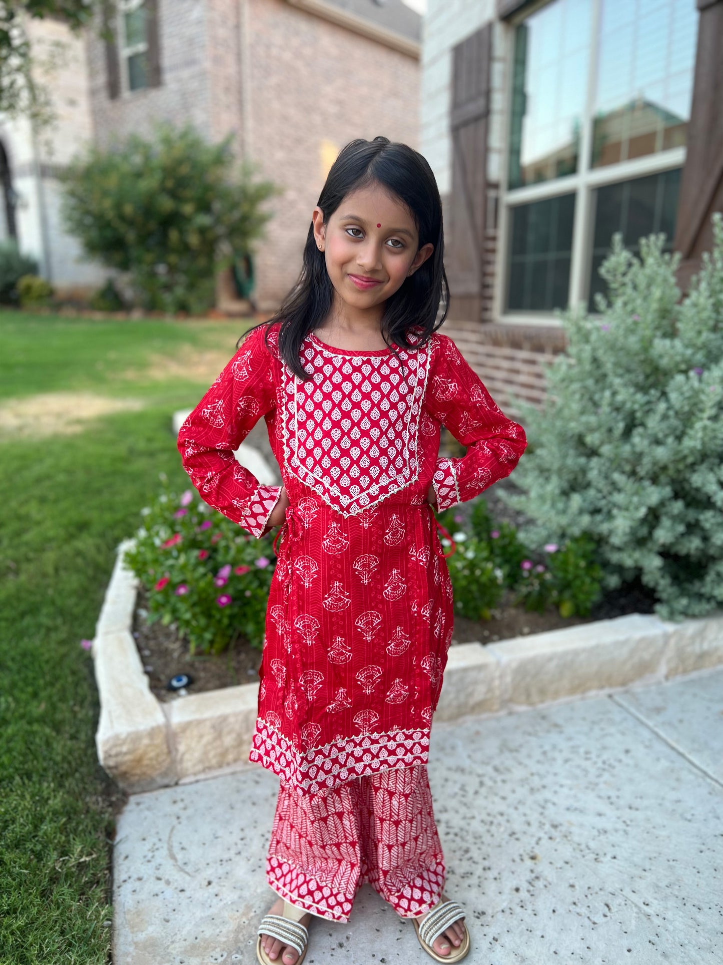 Red Girls Ethnic Wear