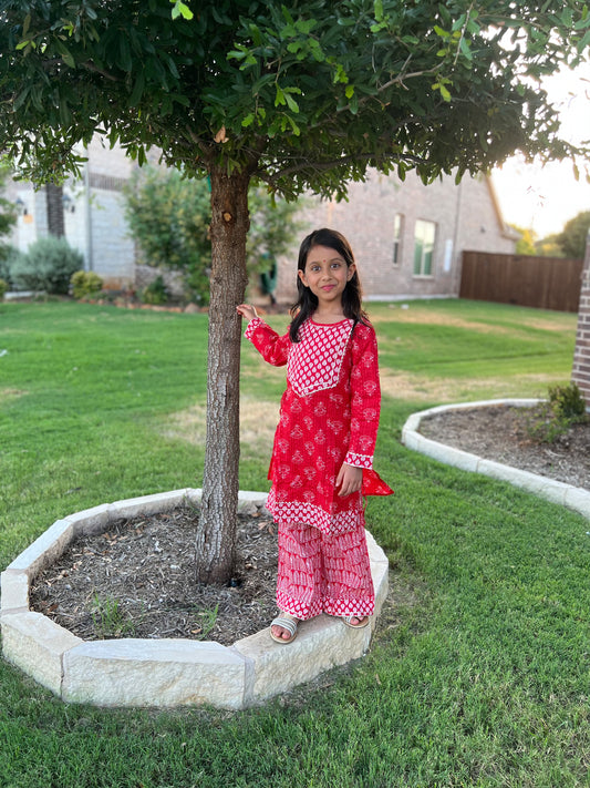 Red Girls Ethnic Wear