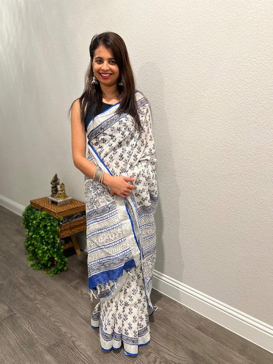 White Women Saree