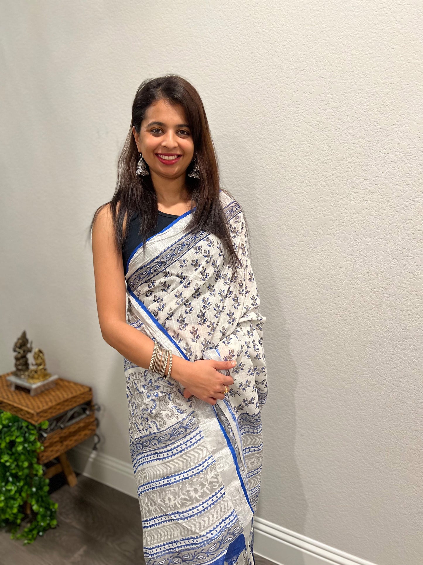White Women Saree