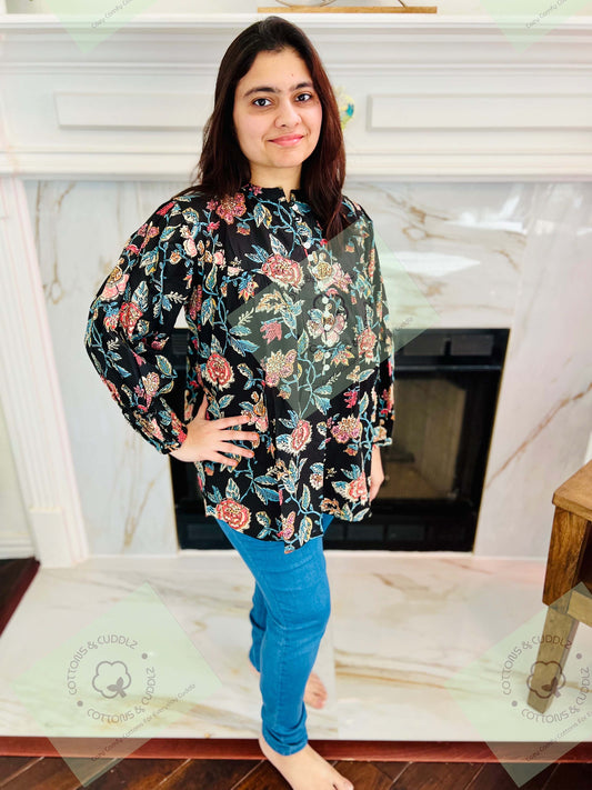 Navy Blue Women Short Top