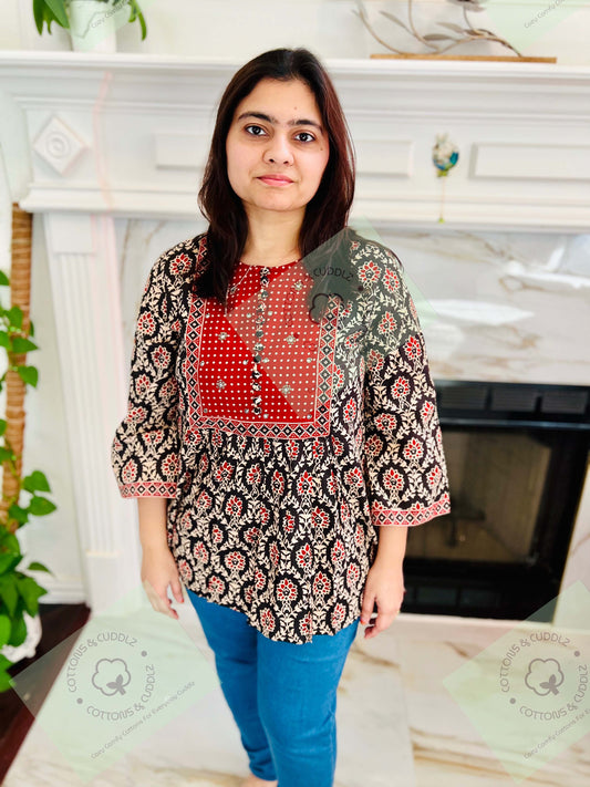 Navy Blue Women Short Top