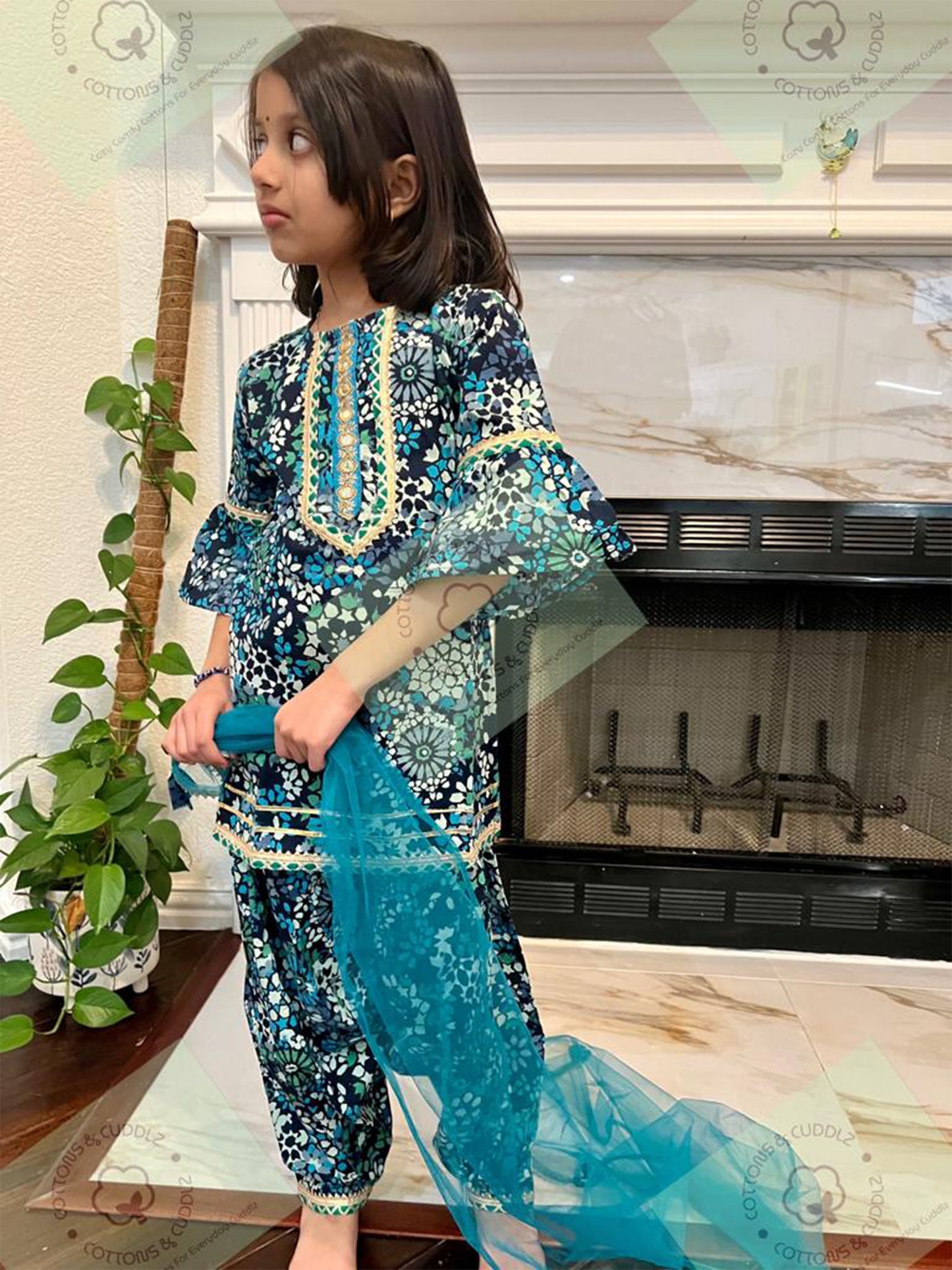 Navy Blue Girls Ethnic Wear