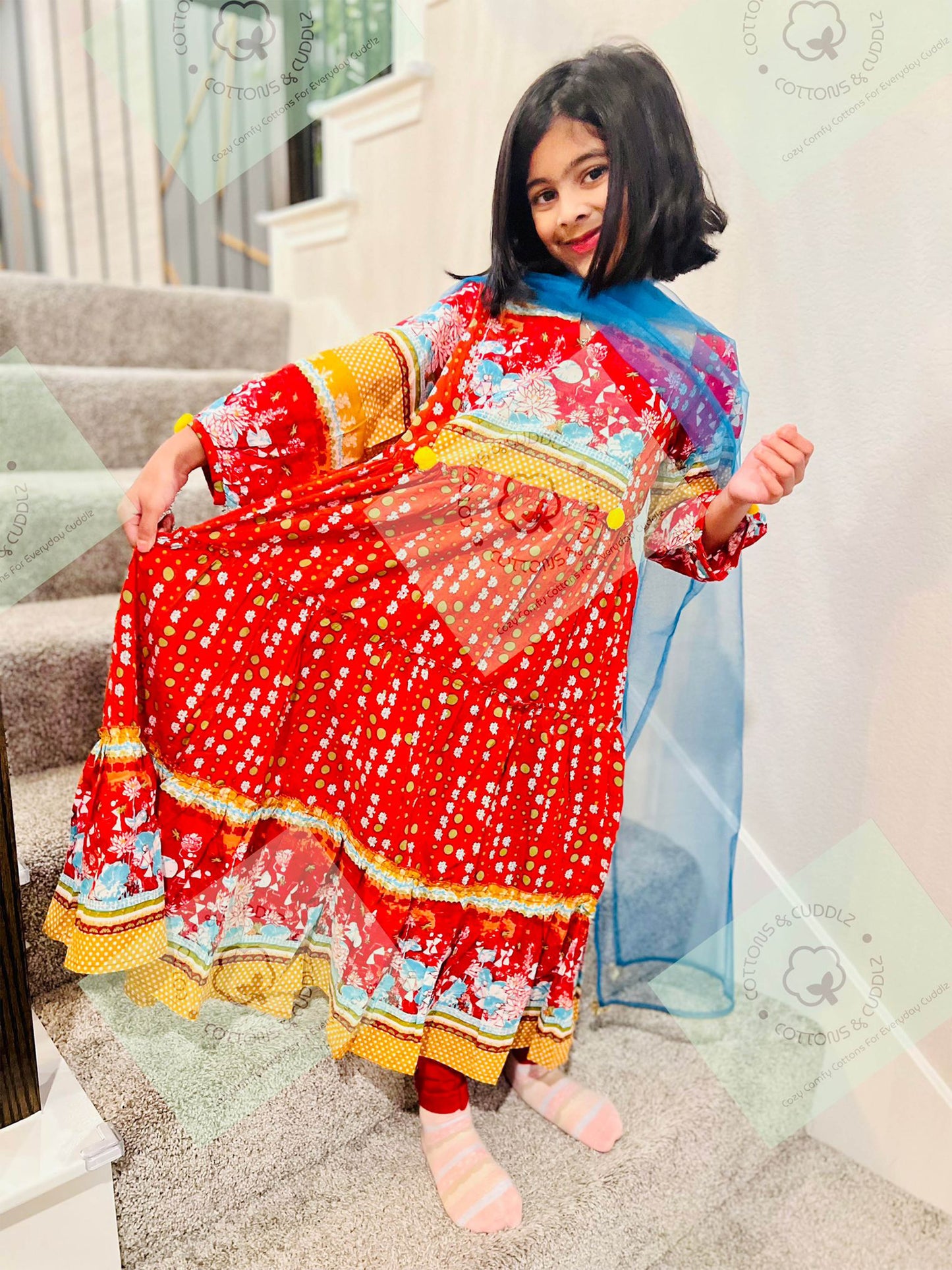 Red Girls Ethnic Wear