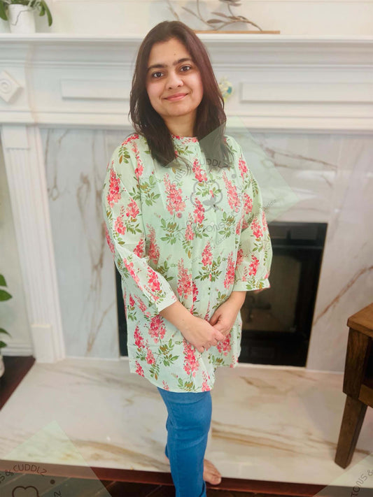 Green Women Short Top