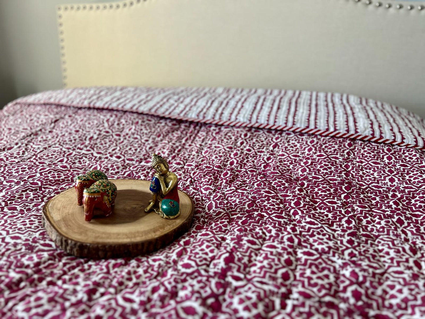 Red Pattern Cotton King Quilt