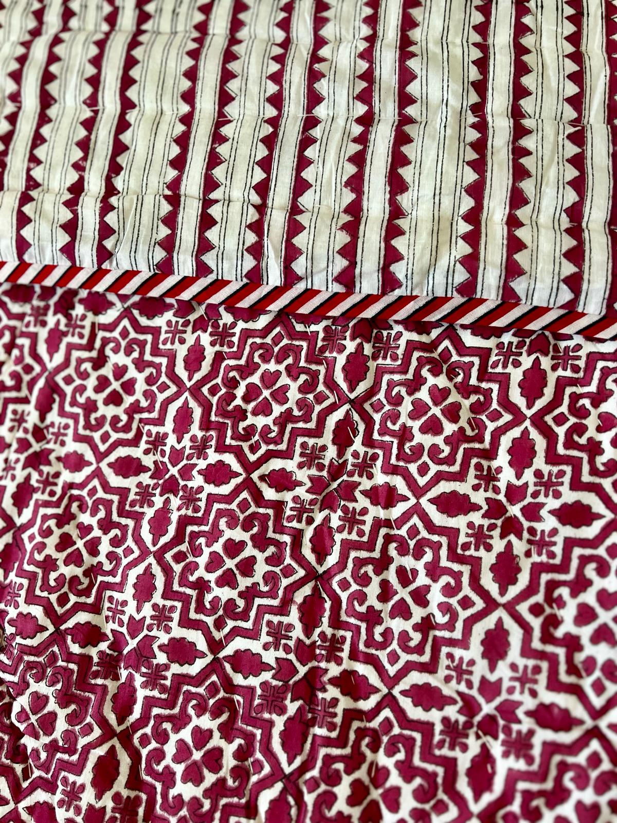 Red Pattern Cotton King Quilt