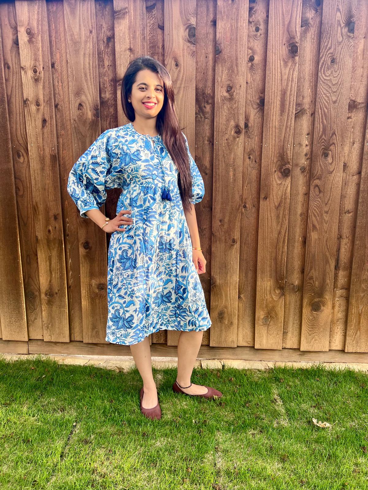 Light Blue Women Short Gown Cottons & Cuddlz LLC Light Blue Women Short Gown Cottons & Cuddlz LLC