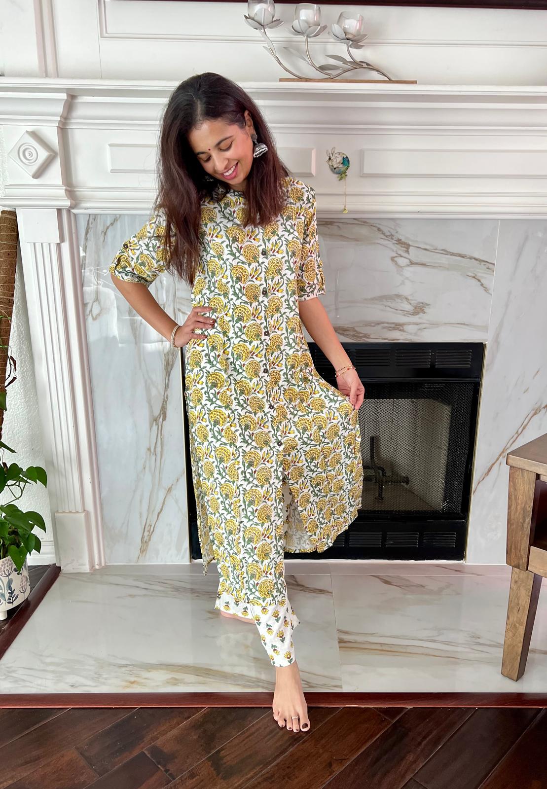 2 Piece Yellow Kurta Set