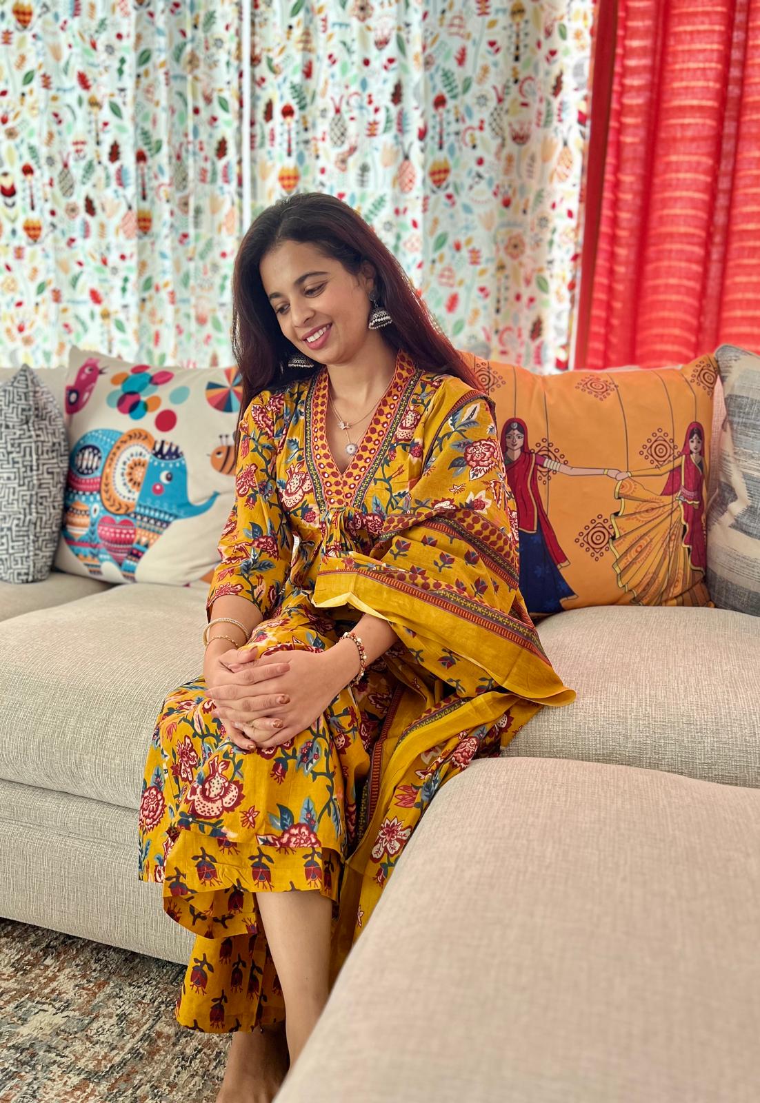 Mustard Chudi Set