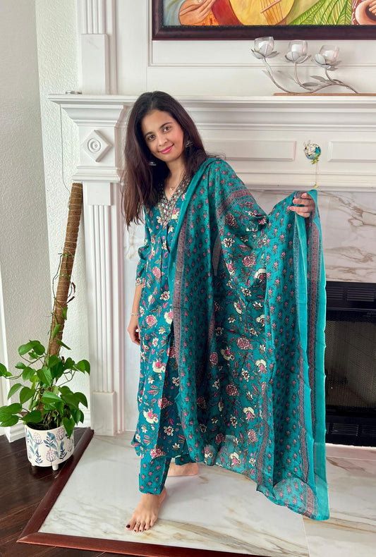 Teal Chudi Set