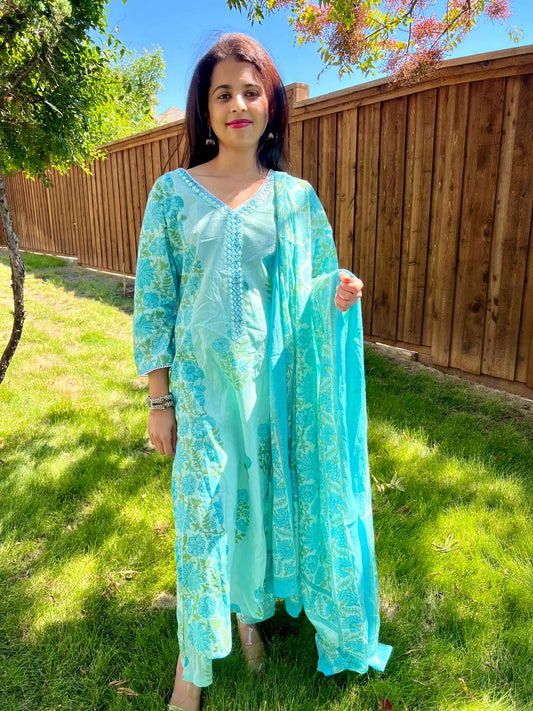 Blue Chudi Set