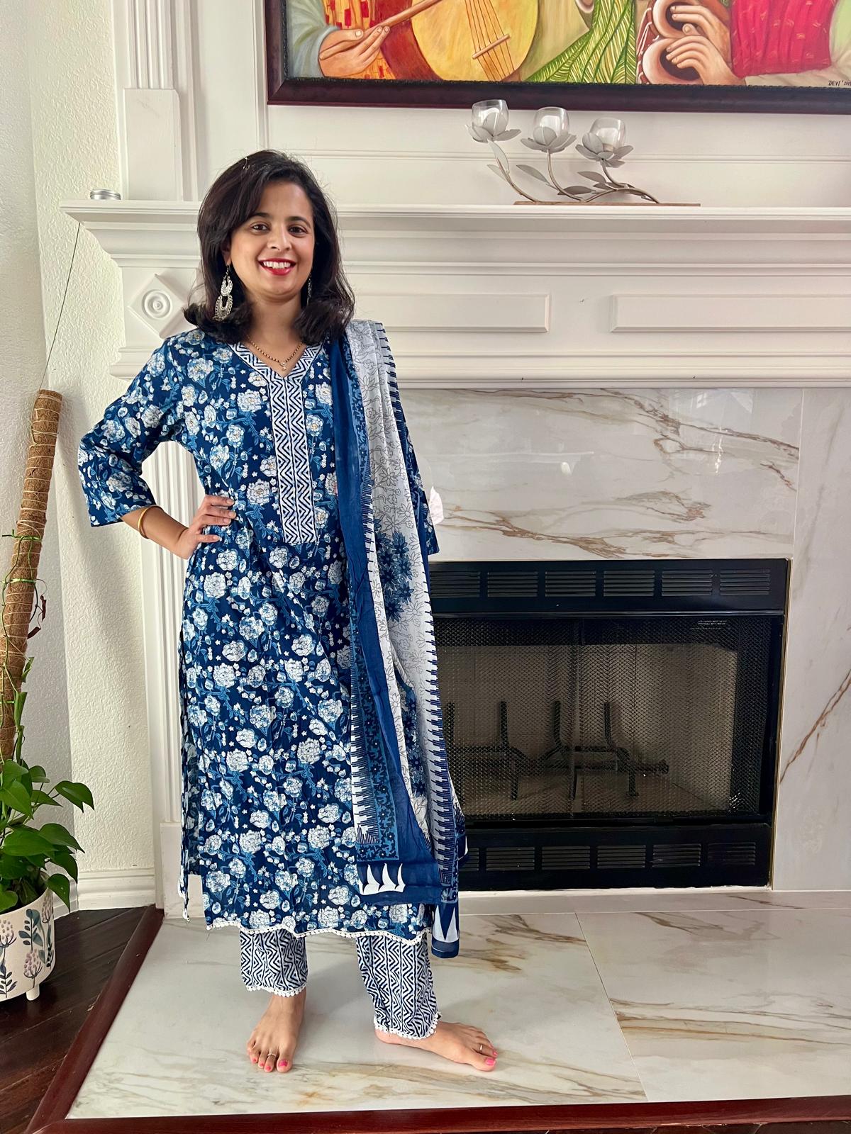Navy Blue Chudi Set