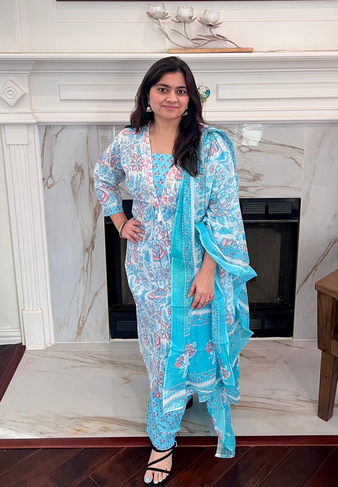 Blue 3 Piece Chudi Set