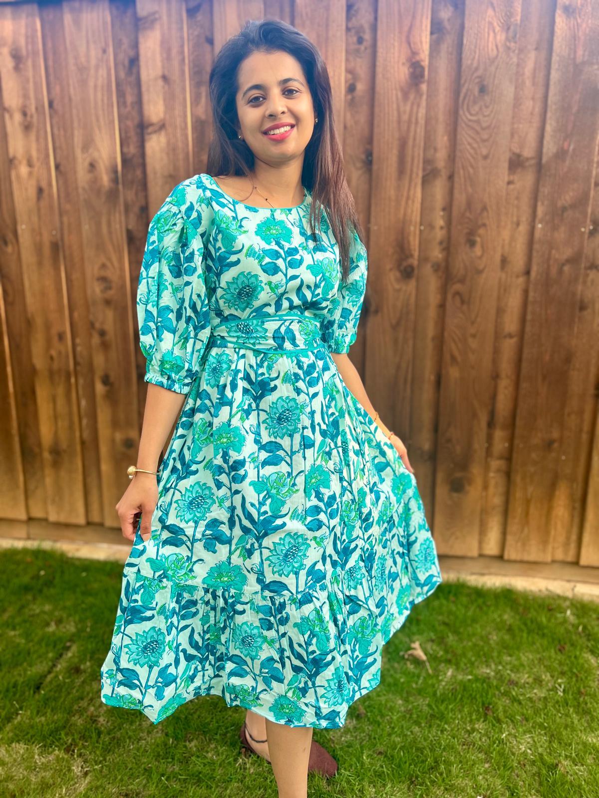 Blue Women Short Gown